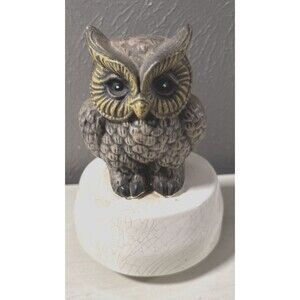 Vintage Homco 1114 Ceramic Owl Spinning Music Box in Working Condition